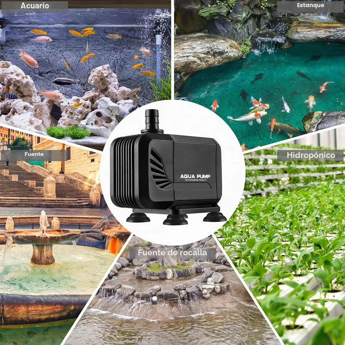 Bomba de agua para acuario, bomba sumergible de 1500 l/h, para estanque, pozo, ultra silenciosa con filtro y 2 boquillas de 13 mm/16 mm, altura máxima de extracción de 1,6 m(15 W)