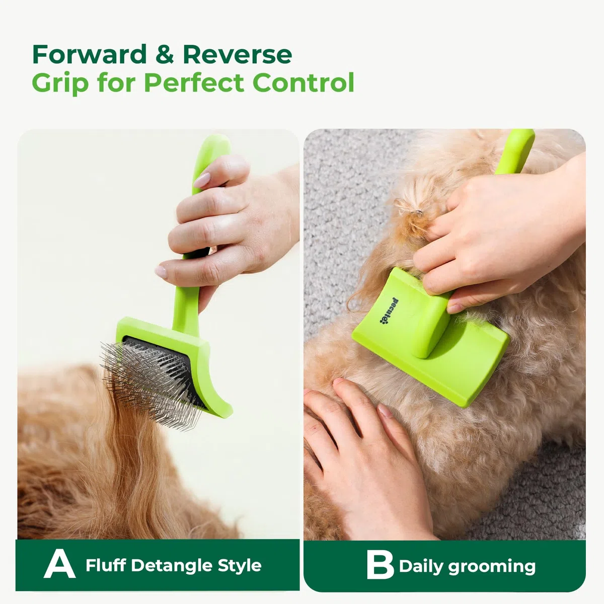 Pecute Cepillo Tipo Slicker, Cepillo para Perros Mascotas, Elimina la Capa Interior, Enredos y Nudos, Carda con pua Larga para Perros Cockapoo, Goldendoodle, Poodle Cepillo desenredante(25mm, S)