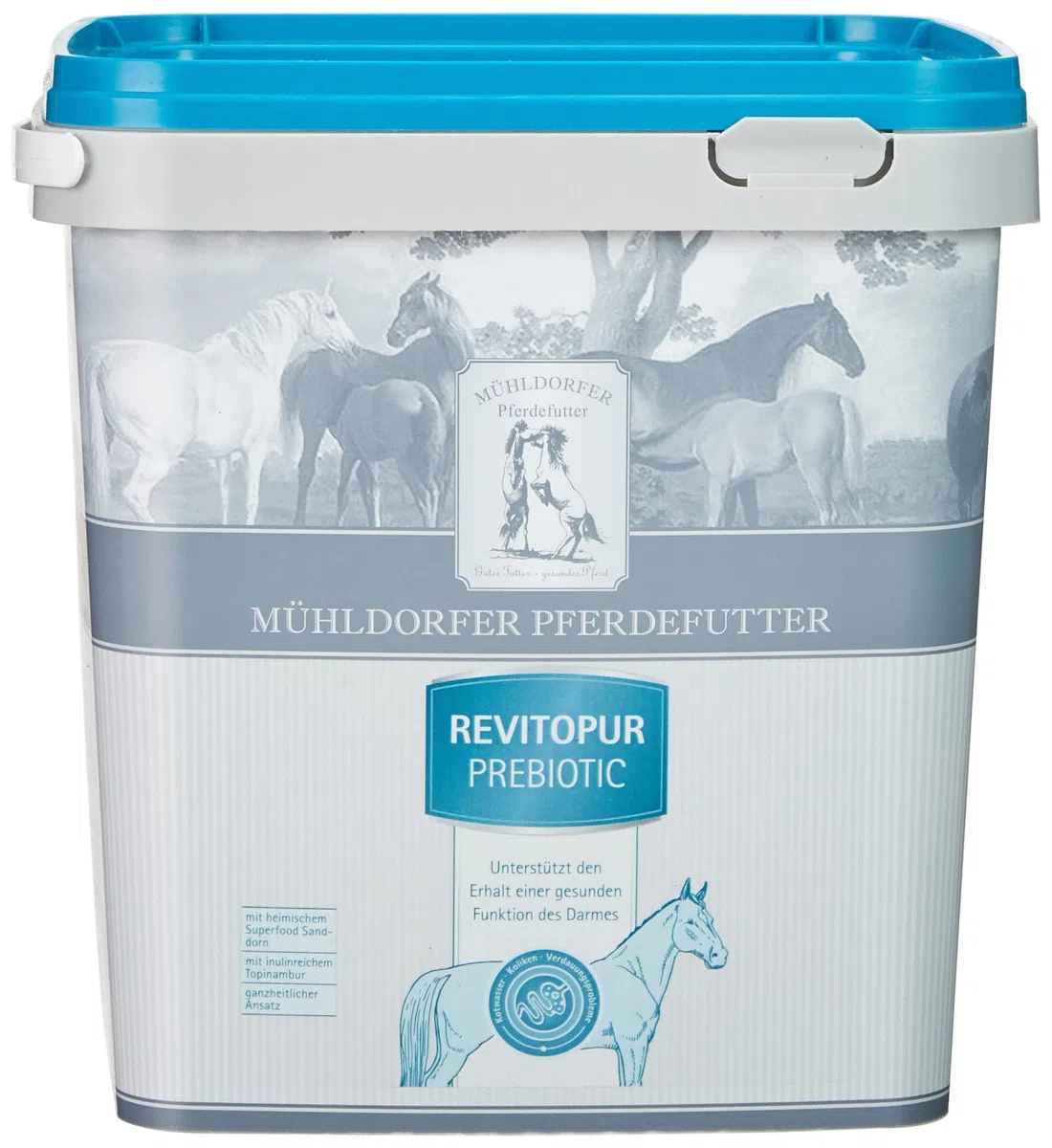 Mühldorfer Revitopur Prebiotic - Comida para Caballos (3 kg, Apoyo holístico para cólicos y heces de Agua), con superalimento y alcachofa de Jerusalén