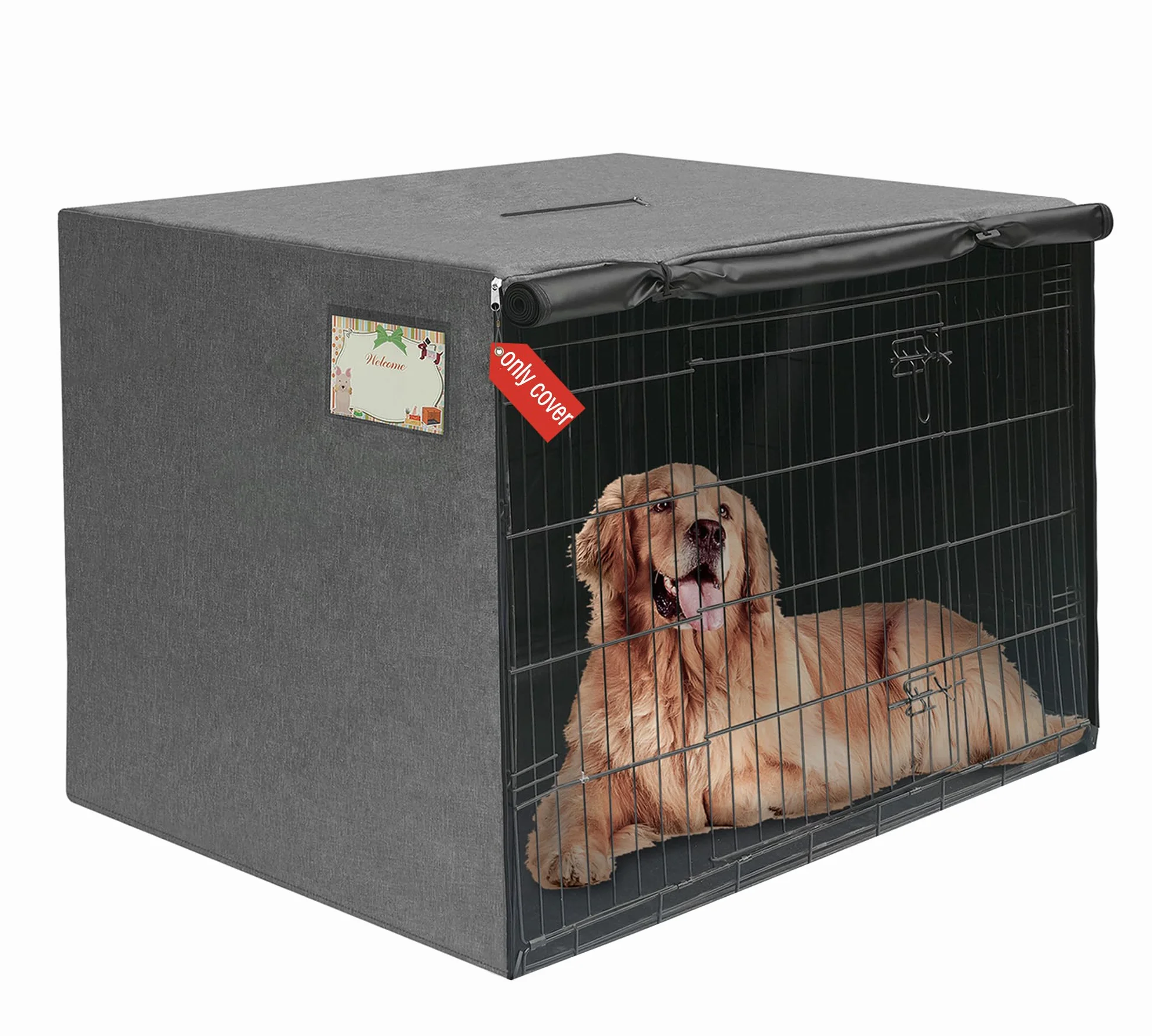 HiCaptain Cubierta para Jaula de Perro, Duradera, Resistente al Viento, Transpirable y Resistente al Agua, para Interiores y Exteriores, Gris