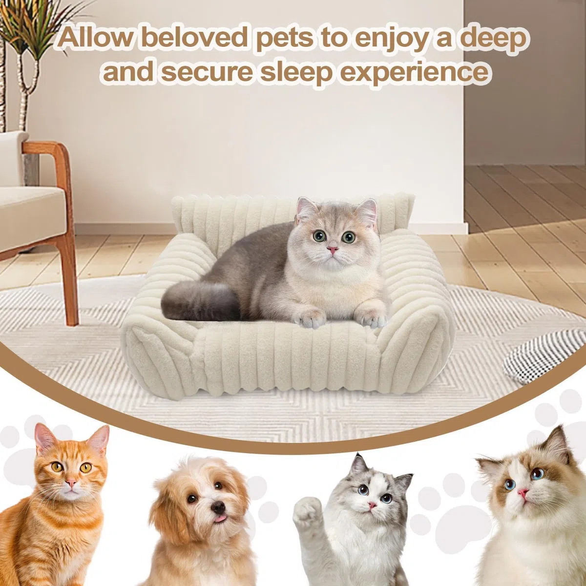 Sofá Cama De Felpa Para Mascotas: Sofá Acolchado Suave Para Gatos, Muebles De Descanso Para Animales Resistentes A Las Mordeduras, Para Dormir Cómodo Y Antideslizante | Para Dormitorio, Sala De E