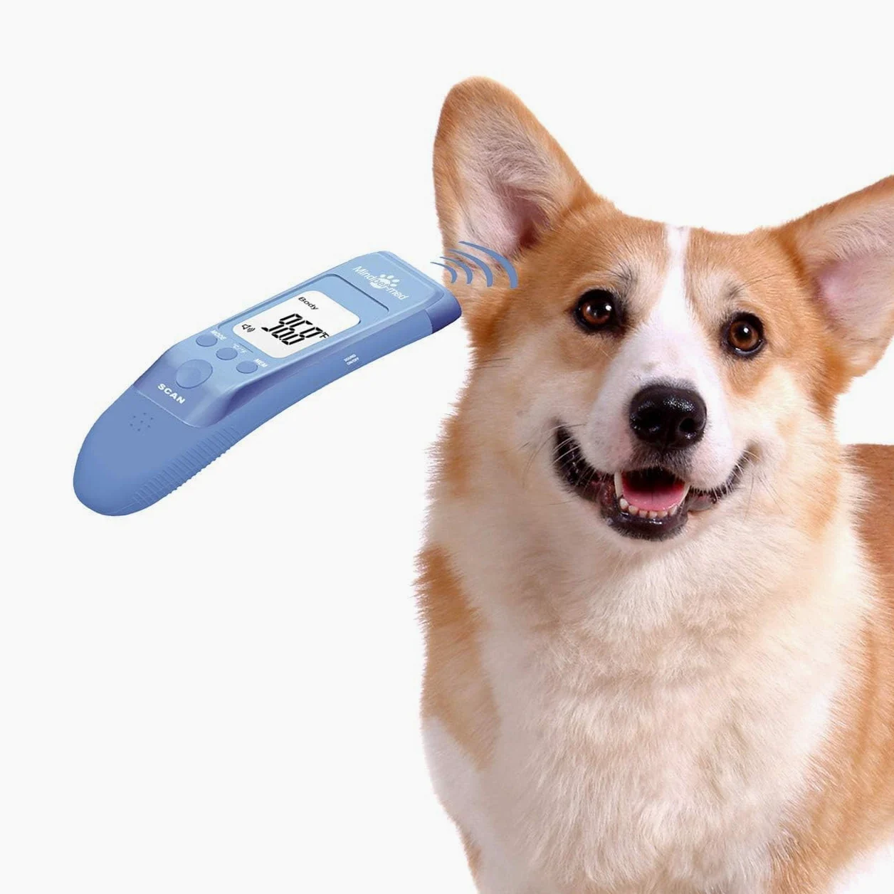 Termómetro para mascotas sin contacto para perros, clínico rápido clásico, 3 modos (cuerpo, superficie del objeto, habitación), modos corporales miden con precisión la temperatura de las