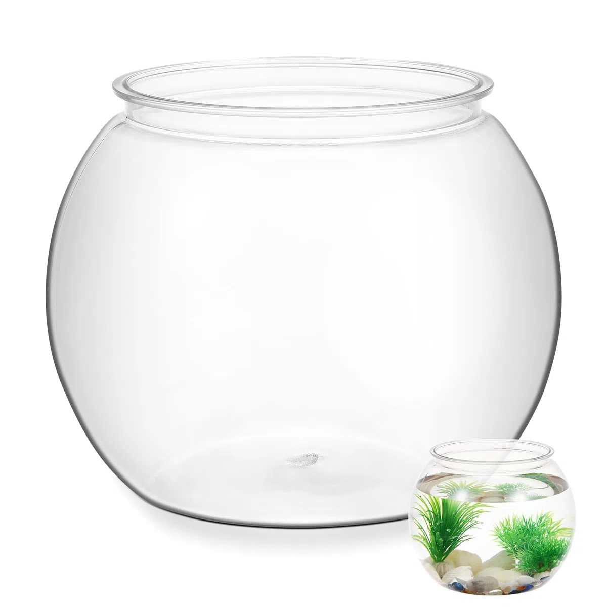 VANZACK Peceras de plástico Transparente para Acuario, pecera para Peces Betta, pecera irrompible para Peces Betta, Dorados, Recuerdo de Boda, decoración de Escritorio