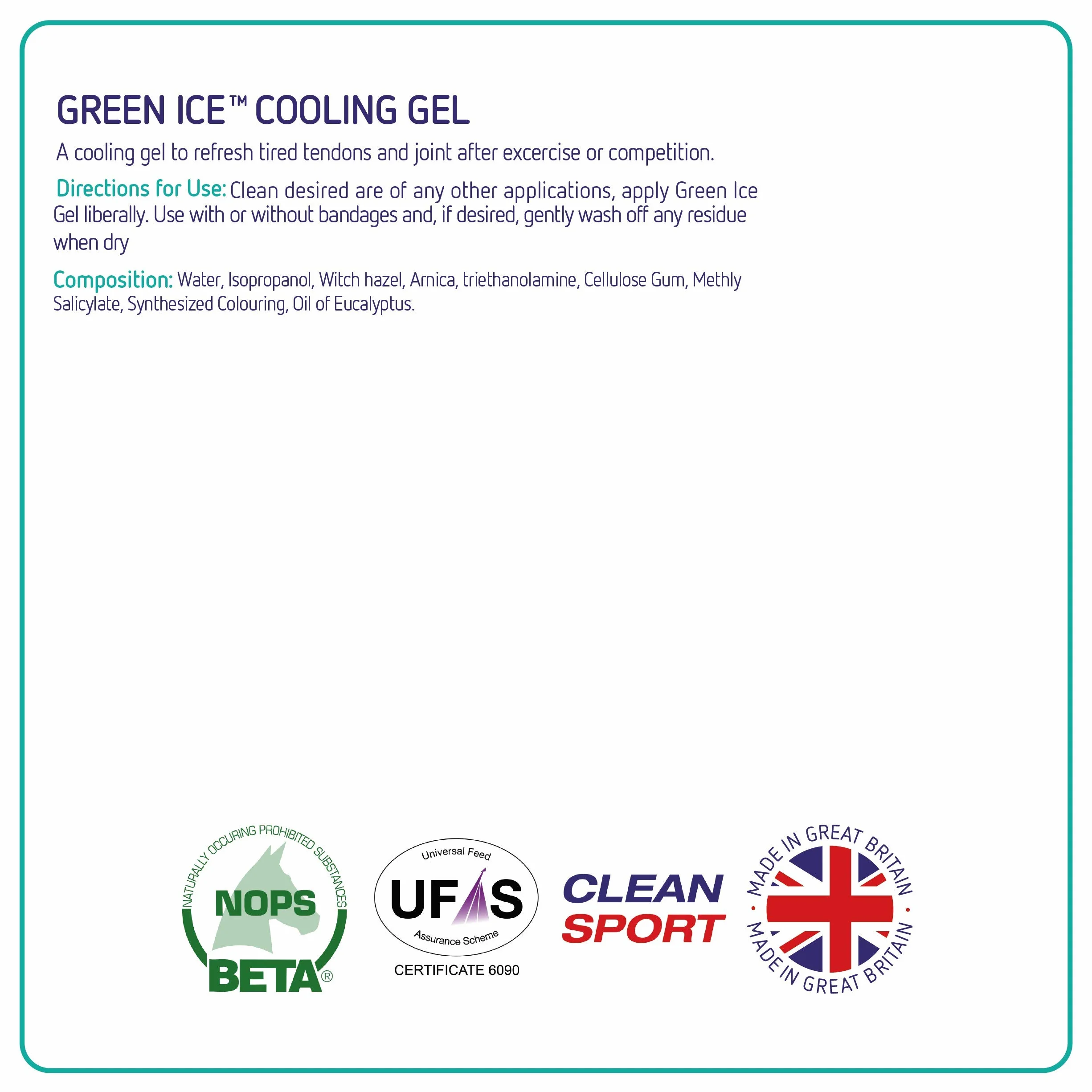 Green Ice Cooling Gel |Hochwertiges gebrauchsfertiges Ergänzungsfuttermittel für Pferde und Ponys | Linderung Von Gelenk- und Muskelverspannungen | 1.5 Litre…