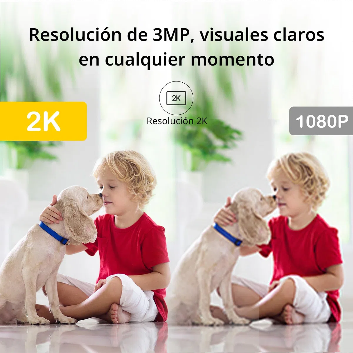 BoyKeep Cámara de vigilancia WiFi Interior 2K 2.4GHz, Monitor de bebé Mascotas con cámara, Visión Nocturna, Detección de Movimiento/Sonido, Audio bidireccional, Almacenamiento en SD y en la Nube, K10