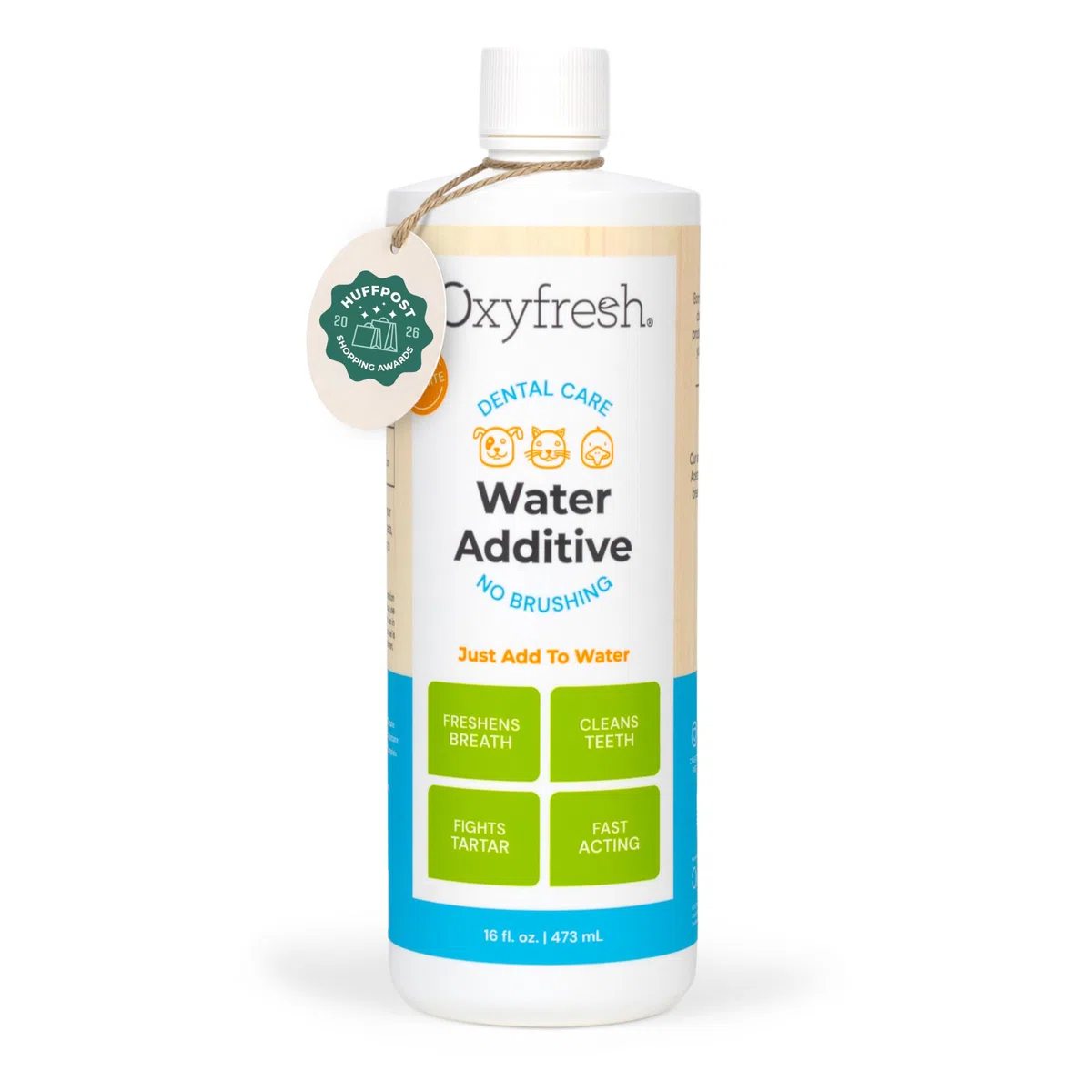 Oxyfresh Aditivo para el cuidado dental para mascotas: la mejor manera de eliminar el mal aliento y el aliento de gato, combatir el sarro y la placa, simplemente agregue al agua, recomendado por