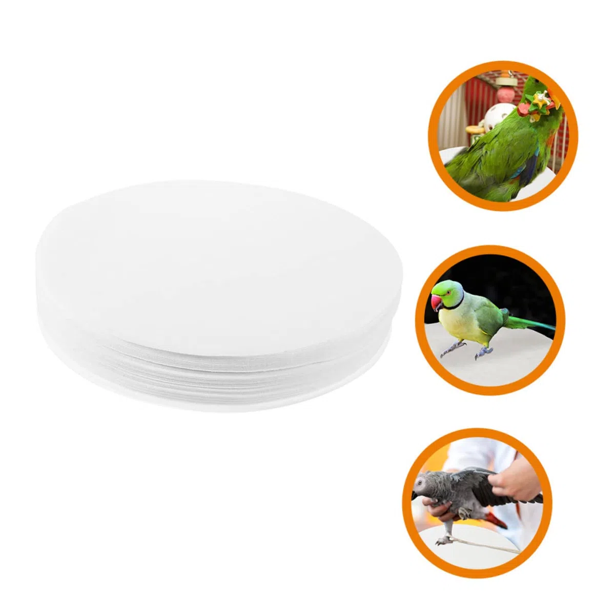 Mipcase 100piezas Desechables Forro para Jaulas De Pájaros Redondo Absorbente para Orina Uso Fondo De Jaula De Pájaros