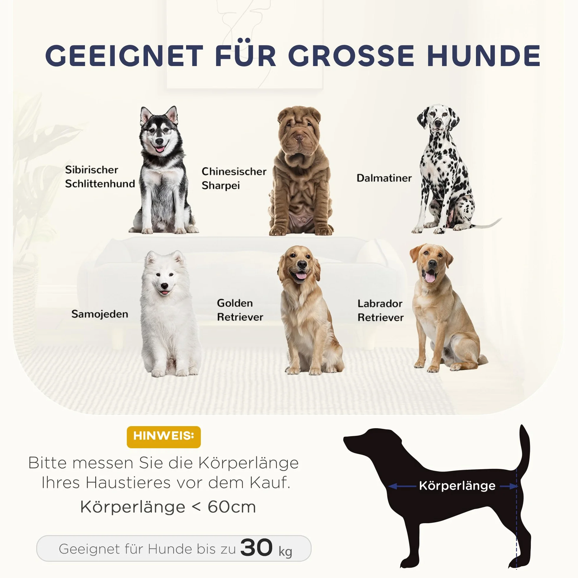 PawHut Sofá para perros con respaldo, patas de madera, cama para perros con poliéster, sofá para mascotas y gatos, para perros grandes de hasta 30 kg y 60 cm de altura de hombro, 96 x 66 x 24 cm