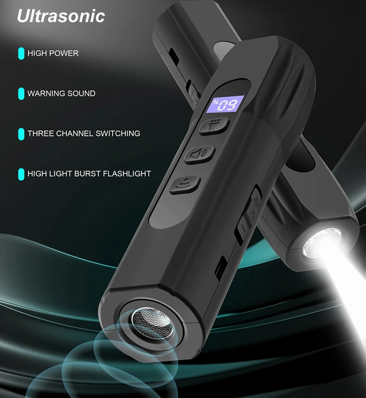 Ultrasónico Ahuyentador de Perros with LED Light Handheld Anti Barking Device Entrenamiento del Comportamiento 3 Frequencies Long Lasting Beeping Button for Perros Interior Exterior