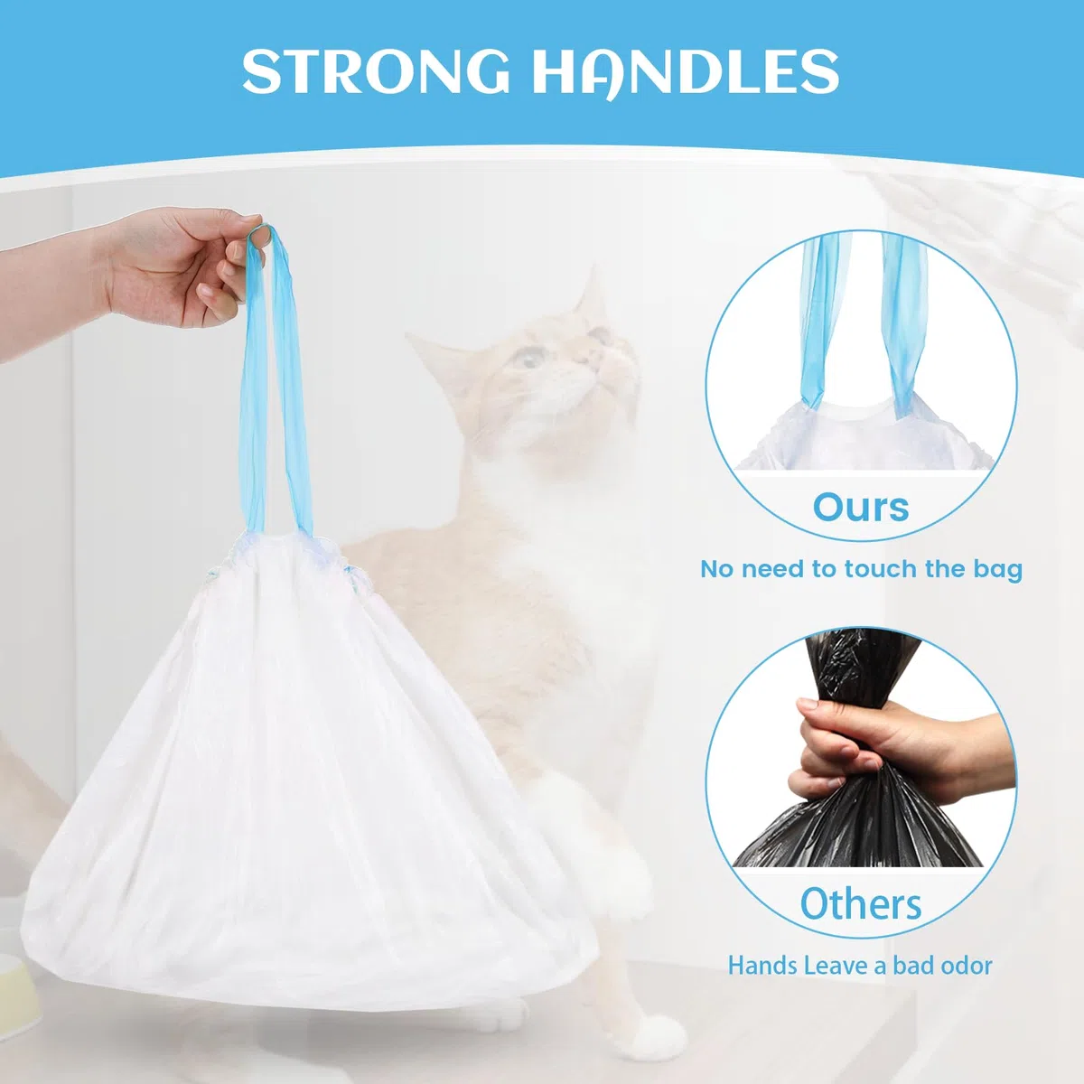 120 bolsas de arena para gatos autolimpiables compatibles con Litter-Robot 3/4, bolsas de arena de repuesto para gatos de alta resistencia con cordón grueso para arena robot 3/4, bolsas de caja de