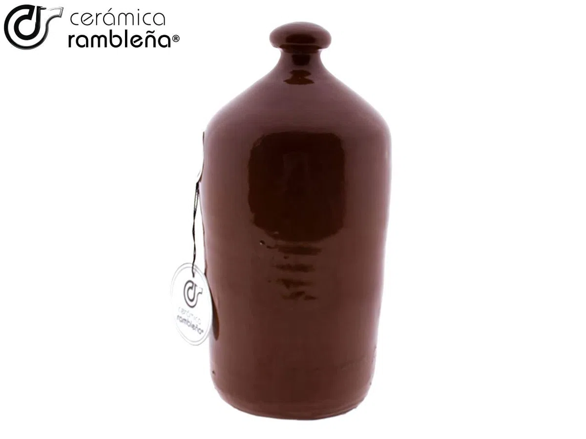 CERÁMICA RAMBLEÑA | Bebedero para perro | Bebedero para gatos | Bebedero gallinas barro rojo de La Rambla (Córdoba) | Esmaltado miel | 100% Hecho a mano | 1 litro | ECO