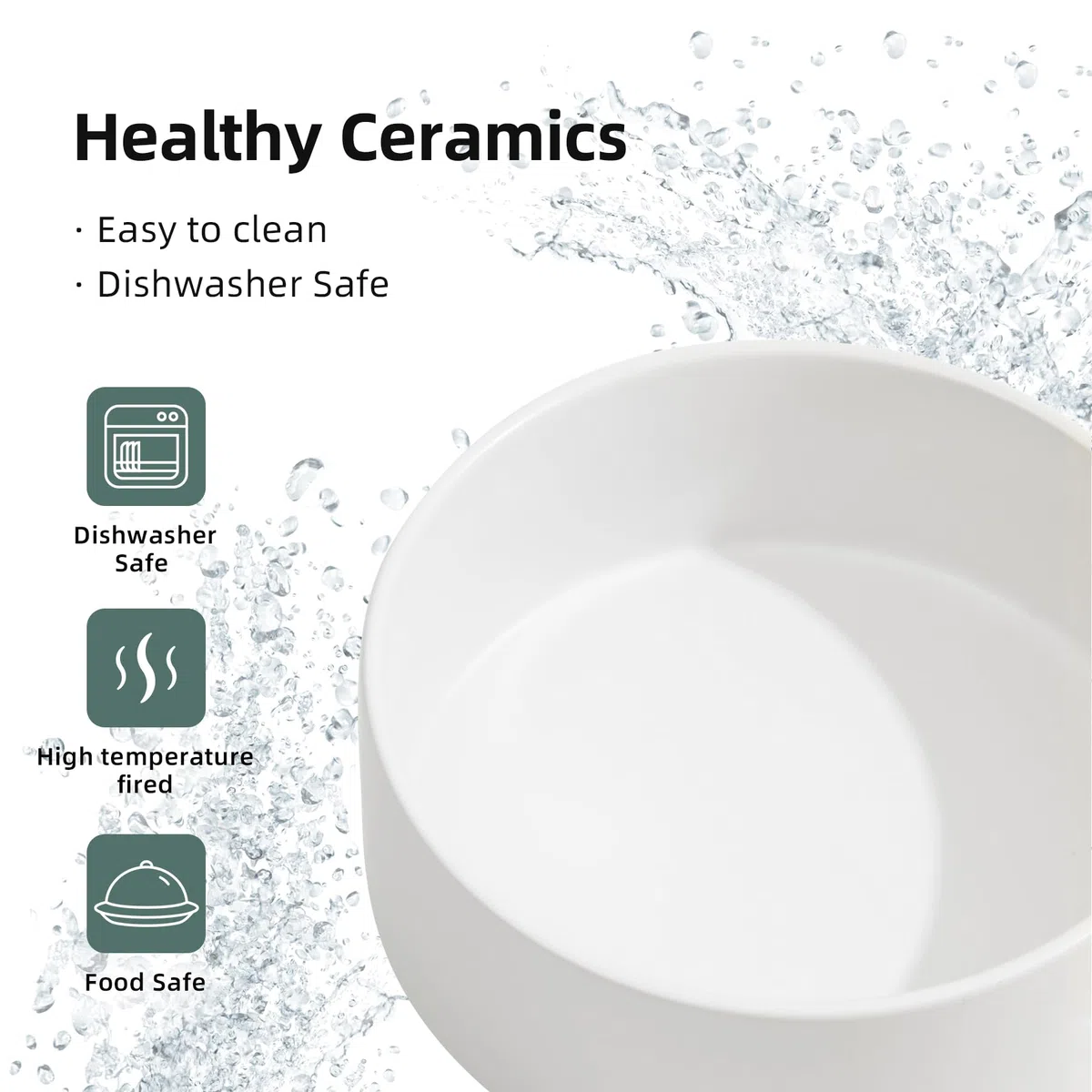 Havniva Cuenco Elevado de cerámica para Perros con Soporte Antideslizante para Perros medianos y Grandes, comedero y Agua (Cuenco de 850 ml, Blanco)