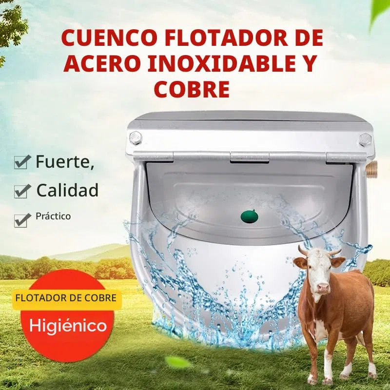 Bebedero Automático de Gran Capacidad Con Válvula de Flotador de Cobre - Acero Inoxidable Para Ganado, Ovejas, Perros y Caballos