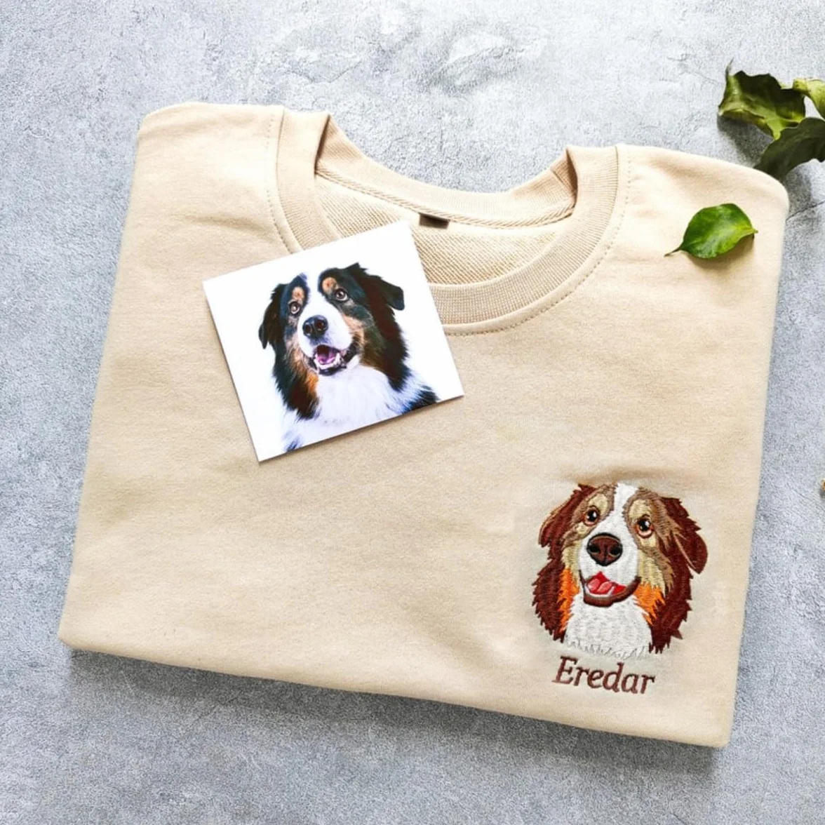 Sudadera personalizada para mascotas, foto de mascota + nombre, suéter personalizado con retrato de perro, sudadera personalizada para perro, sudadera con capucha de cuello redondo para gato, regalo