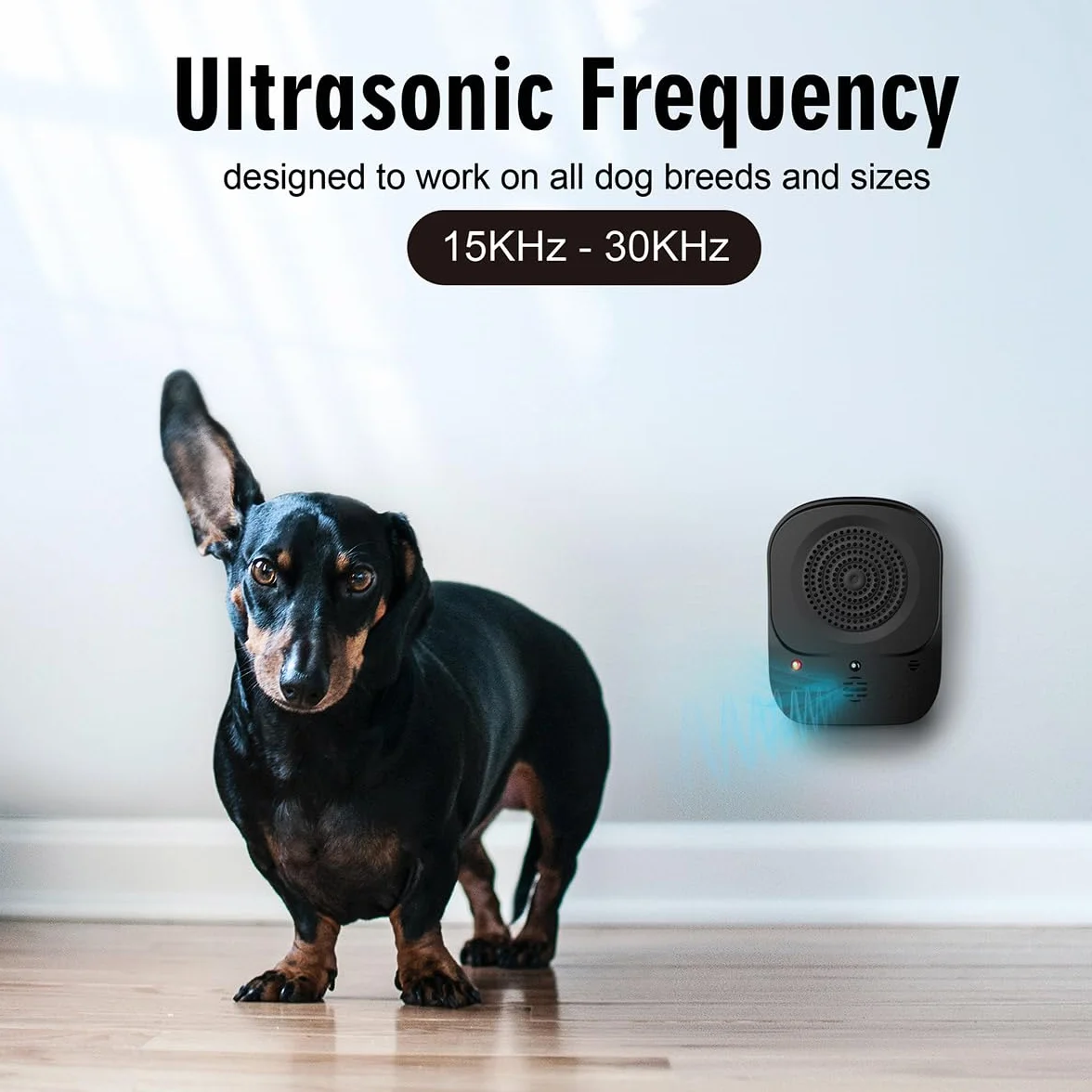 Antiladridos para Perros Ultrasonidos, Auto Dispositivo Impermeable para Control de Ladridos con Mando a Distancia Alcance 49ft, 4 Frecuencias Ajustables, Efectiva para Uso Interior & Exterior