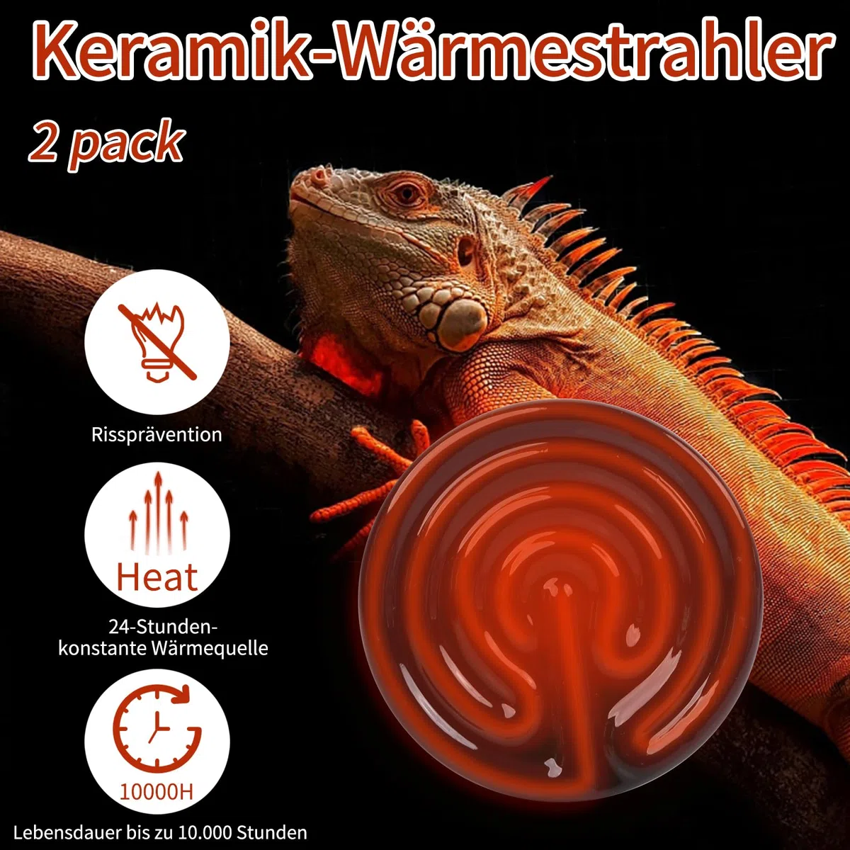 Emisor de Calor Cerámico 150W (2 Pack), Bombillas de Calor para Reptiles, Calentador Cerámico para Tortugas, Gallinas, Perros