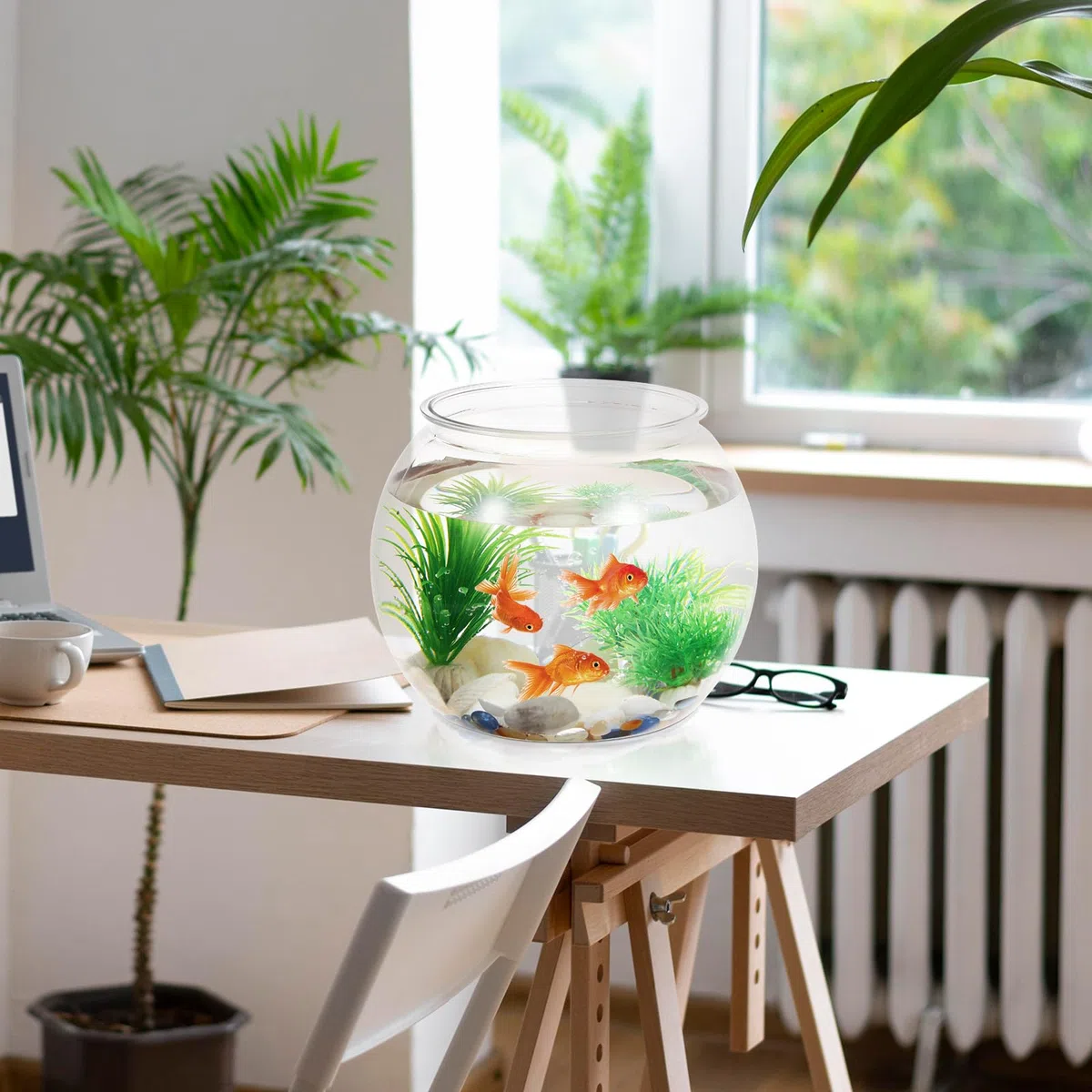 VANZACK Peceras de plástico Transparente para Acuario, pecera para Peces Betta, pecera irrompible para Peces Betta, Dorados, Recuerdo de Boda, decoración de Escritorio