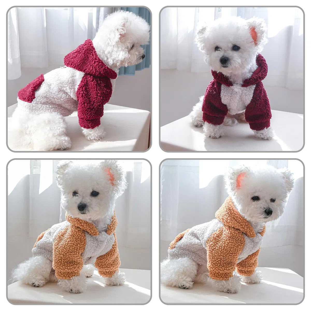 Galatée Abrigo de Invierno para Perros Pequeños, Ropa Bonita para Mascotas, Chaqueta Cálida para Cachorros, Sudaderas con Capucha (L, Gris)