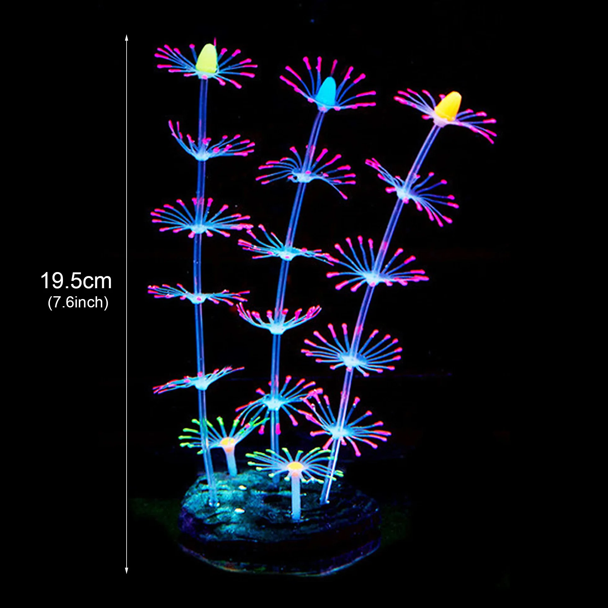Cayway 4 piezas de decoración de peceras de silicona para acuario, plantas con coral de silicona de imitación, corales de cuerno artificial, anémona de mar artificial para pecera, paisaje de acuario