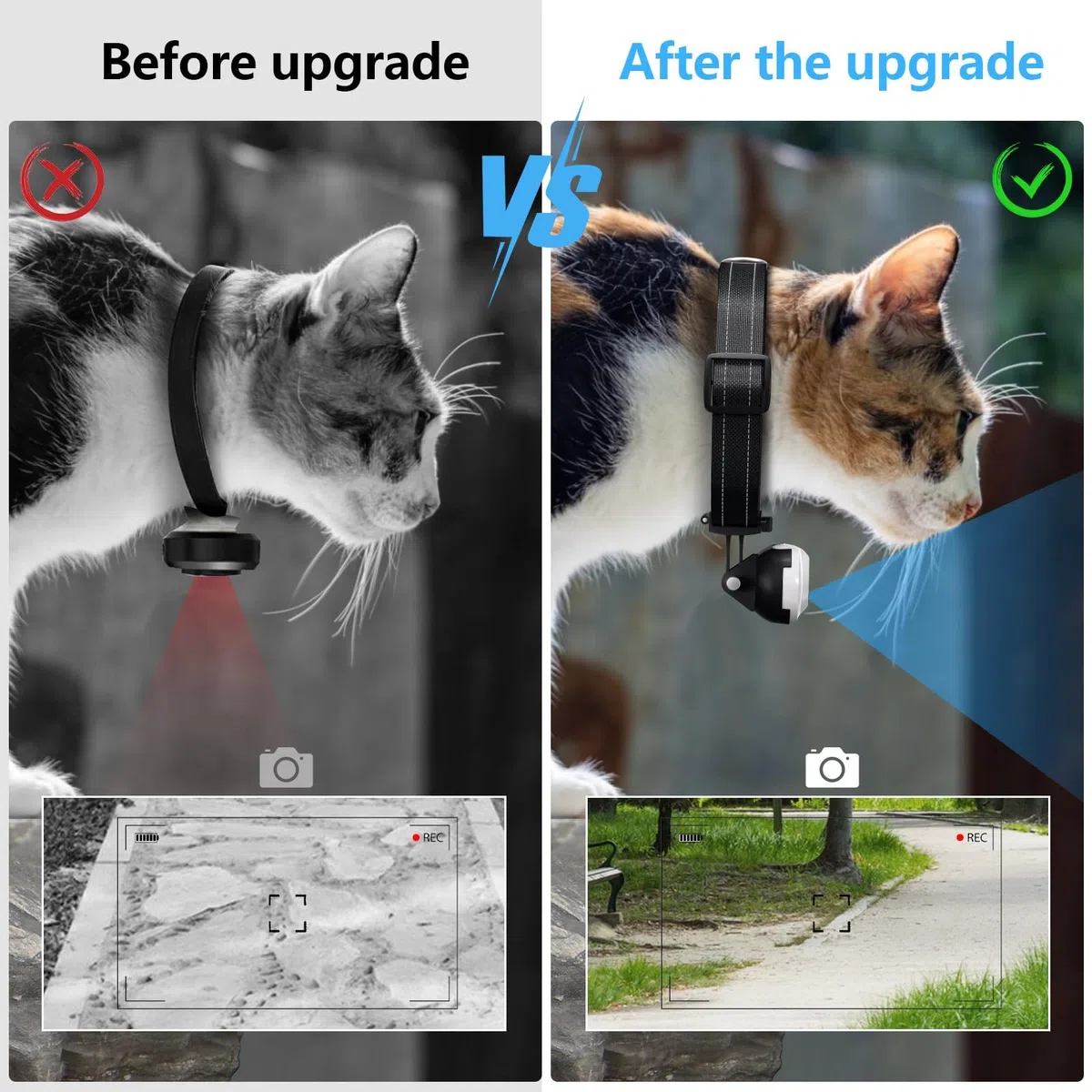 Collar de cámara HD 1080P para gatos con grabación de video, mini cámara deportiva inalámbrica, cámaras de acción pequeñas, cámara corporal para suministros de mascotas, regalo de cumpleaños