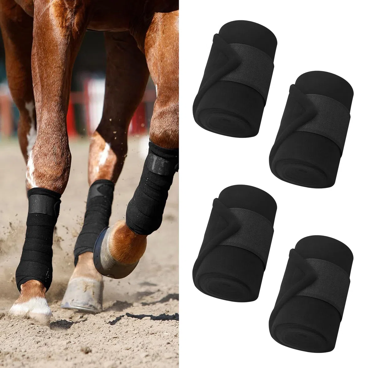 4 polainas de malla para caballo, vendajes para patas de caballo, polainas para caballos