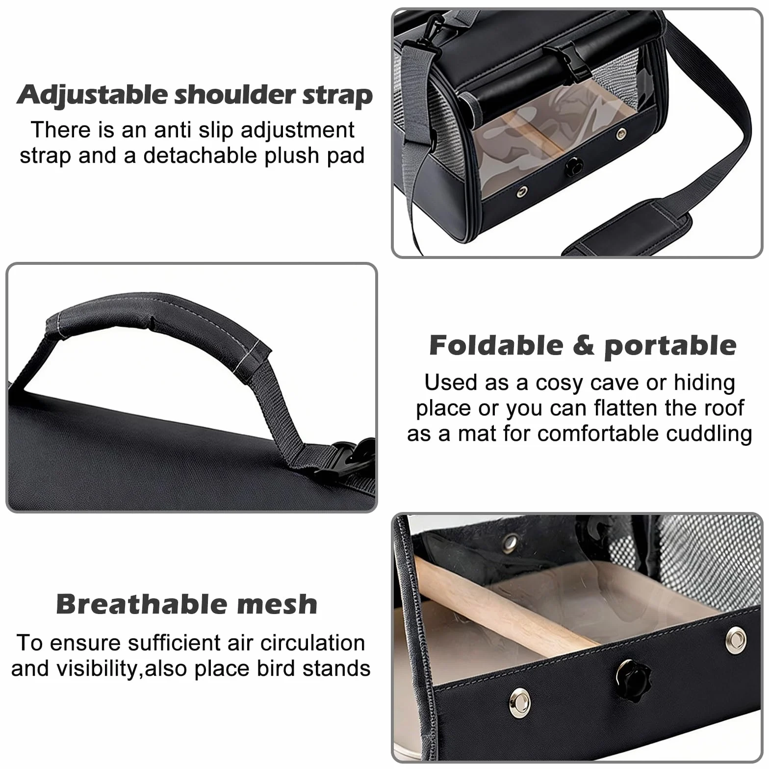Bolsa de transporte para loros, cobayas con asiento de pie y bandeja, caja de transporte para conejos, bolsa de viaje para cobayas, bolsa de transporte para pájaros ornamentales, plegable