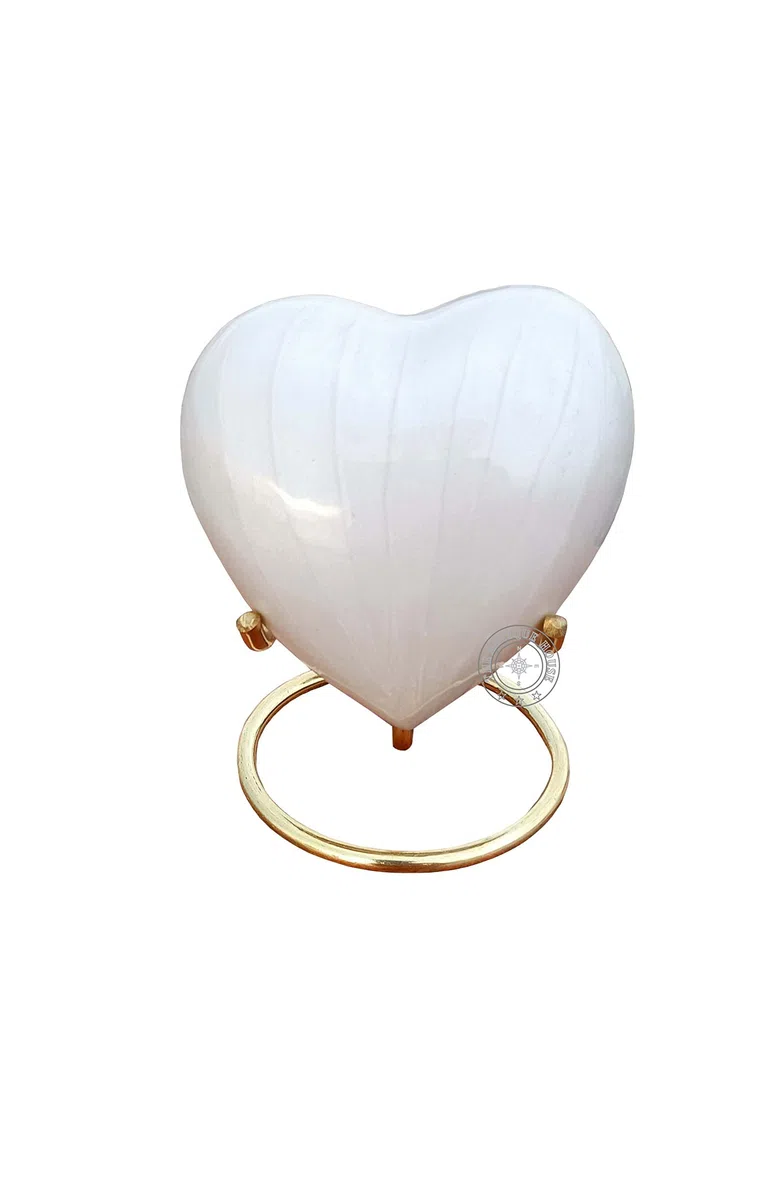 Urna de Cremación Blanca para Cenizas Recuerdo Urna en Forma de Corazón con Caja Negra y Soporte de Latón Mini urna para su ser querido Entierro Adulto y Funerario para Adultos e Infantes