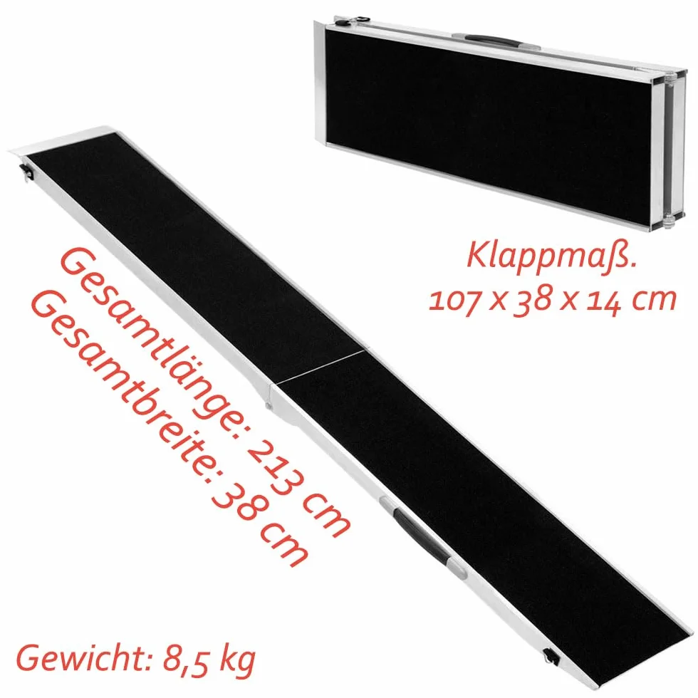 Petigi Rampa para Perros Plegable Aluminio Coche Casa 4 Tallas Negro, Longitud:213 cm