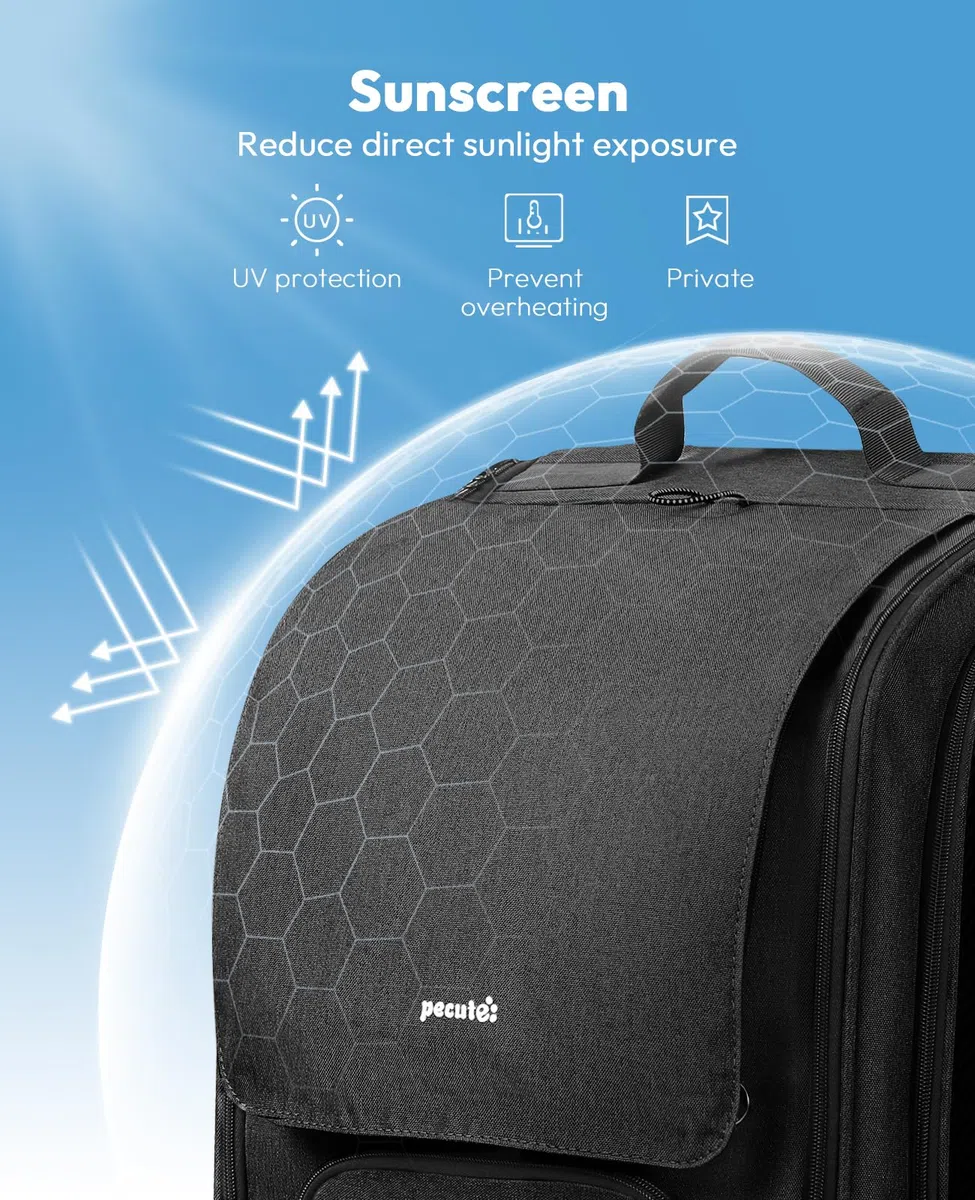 Pecute Mochila Transportadora para Gatos con Burbuja - Espacio Amplio y Estable, Visera Transpirable, Ideal para Viajes, Senderismo, Escalada, visitas al Veterinario con Mascotas, Negro