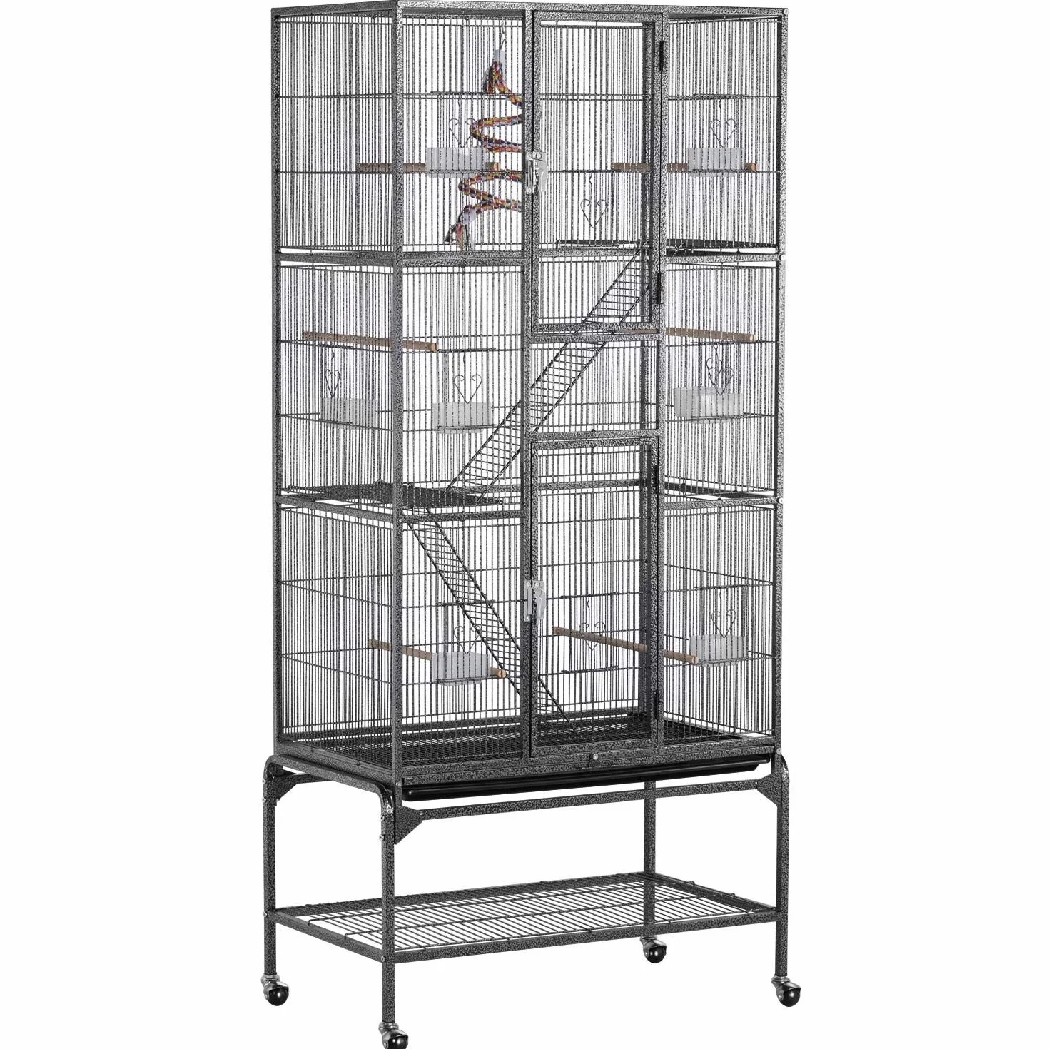Yaheetech Jaula Grande para Pájaros Jaula para Mascota Altura 175 CM Jaula con Ruedas