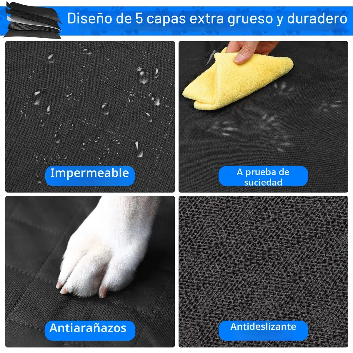 Protector de Maletero para Perros Universal, Impermeable y Antideslizante, Funda Coche para Mascotas de 185x105 cm, Adecuado para Coches Pequeños, SUV y Camionetas