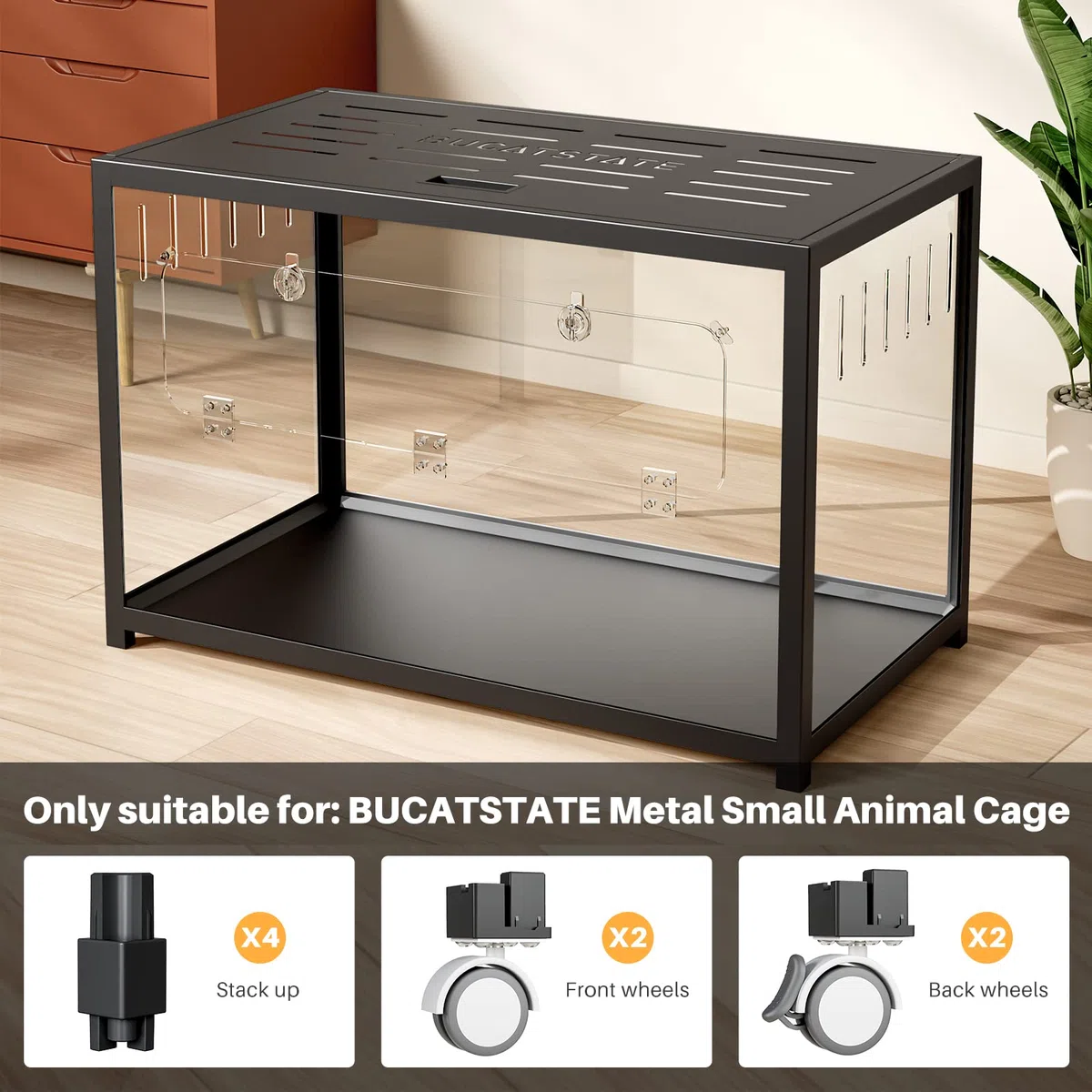 BUCATSTATE Rueda universal para jaula de hámster Mofang para mover fácilmente la jaula de hámster (negro)
