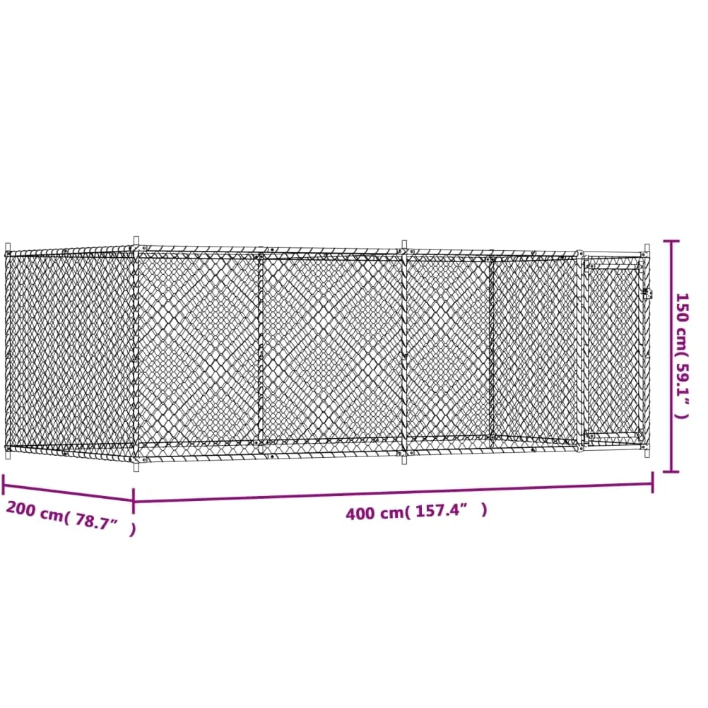 Festnight Perrera de Exterior con Toldo Gallinero de Exterior Grande Jaula para Perros con Cerradura Caseta para Perros Mascotas Animales Perro Grande Exterior 4 x 2 x 1,5 m