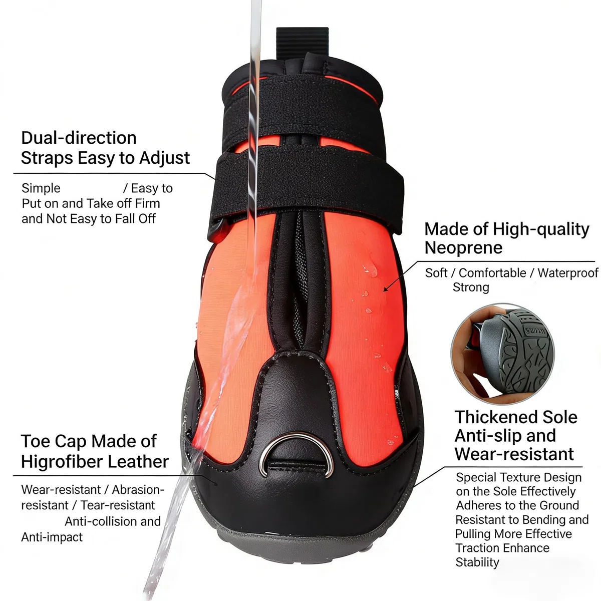 Zapatos correctivos para perros Pitadue con carrete para arrastrar las patas, levantan los dedos de manera segura. Soporte para caída de pies con carrete. Sin enganches para las uñas