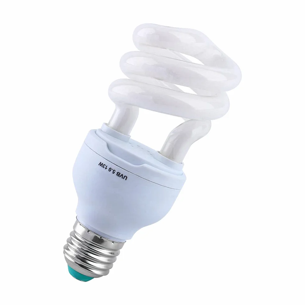 Haofy Luces para Reptiles 13W UVB 5.0 E27, Bombilla Compacta en Espiral de Ahorro de Energía para Tortuga, Serpiente y Lagarto