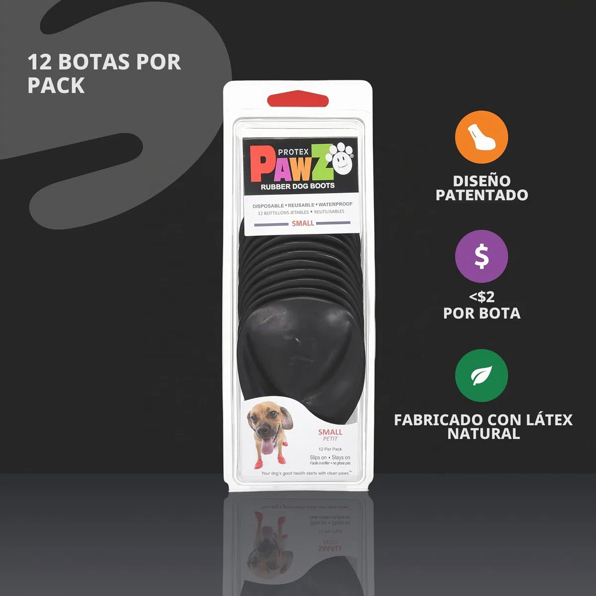 Botas para Perros Protex Protective, Color Negro, Talla Small