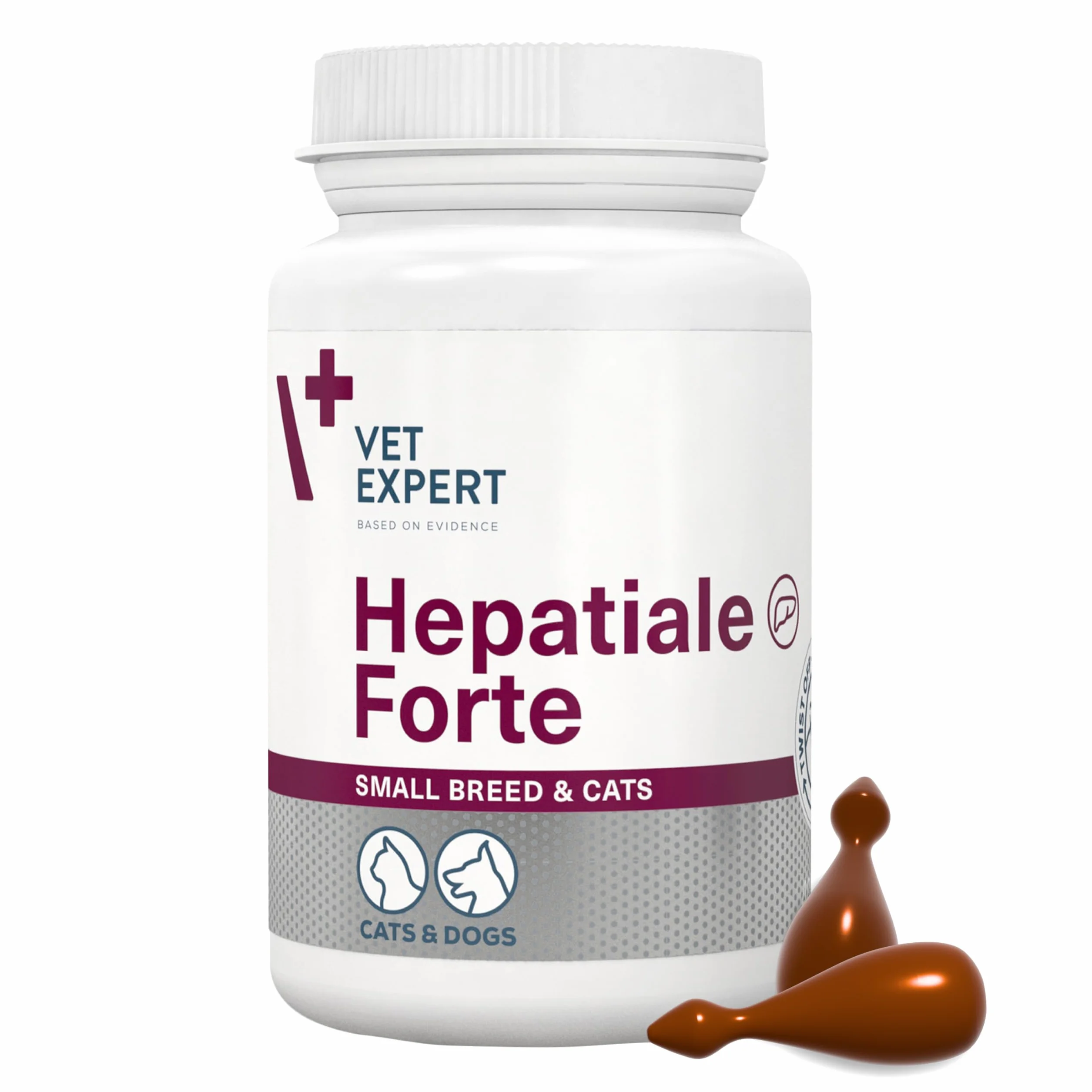 VetExpert Hepatiale Forte Razas Pequeñas y Gatos | 40 Cápsulas | Suplemento Alimenticio para Perros Pequeños y Gatos | para Apoyar la Función Hepática Natural