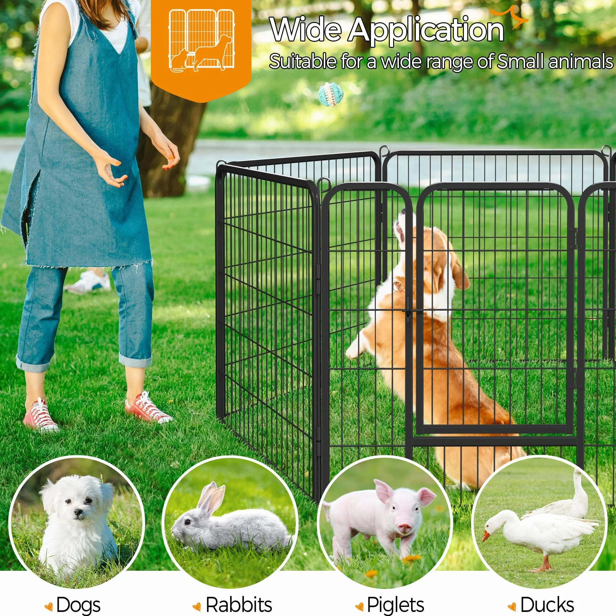 Yaheetech 12 Piezas Vallas para Perros Parque Jaula Mascota Corral Plegable Jaula para Perros Grandes Parque 80 X 80 cm