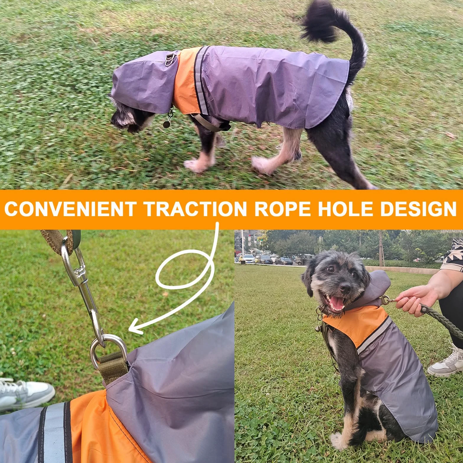 Impermeable para Perros con Capucha y Tiras reflectoras seguras, Chubasquero de Perro Ultra-Light Transpirable, Chubasquero para Perros Mascotas para Perro Pequeño Mediano y Grande (Medium)