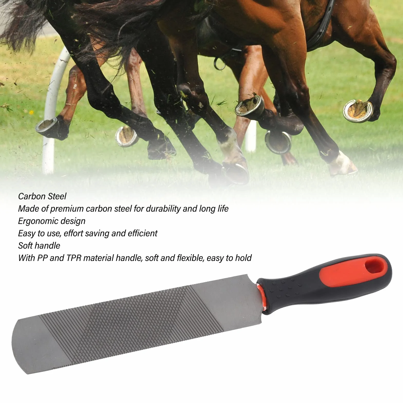 Herramienta Recortar Pezu?as 8 Pulgadas Acero Alcarbon Lima Herradura Ergonomica Profesional para Caballo Herrador