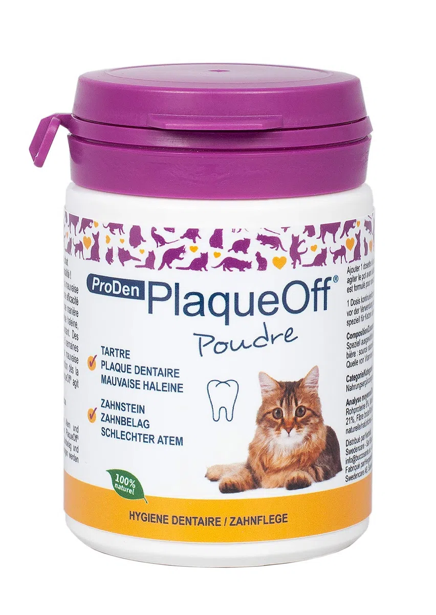 PlaqueOff - Cuidado dental para gatos en polvo, 40 g, lote de 2