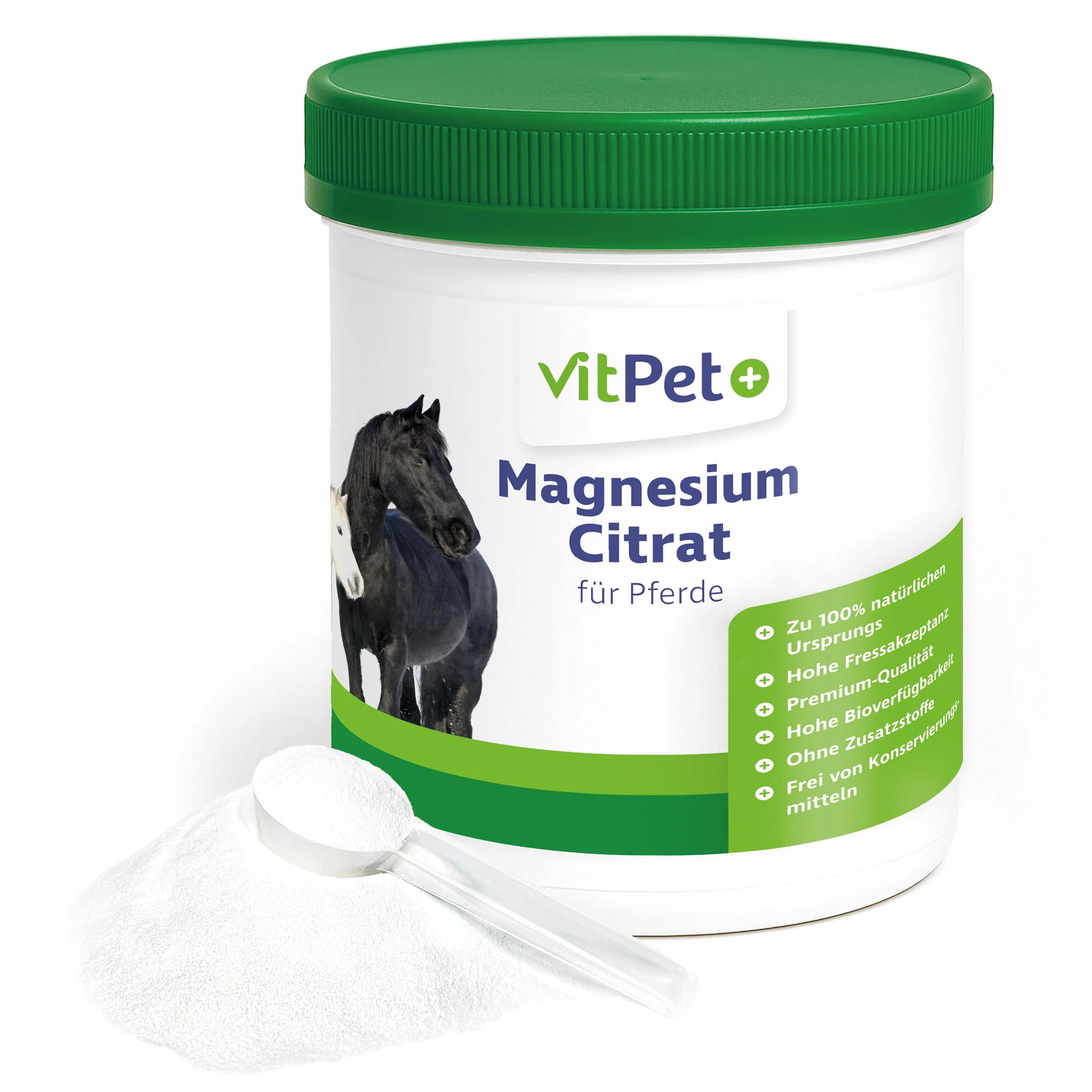 Citrato de magnesio para caballos – Caballo de magnesio – Polvo premium de citrato de magnesio – Para apoyar la musculatura y el sistema nervioso – 1000 g incluye cuchara dosificadora