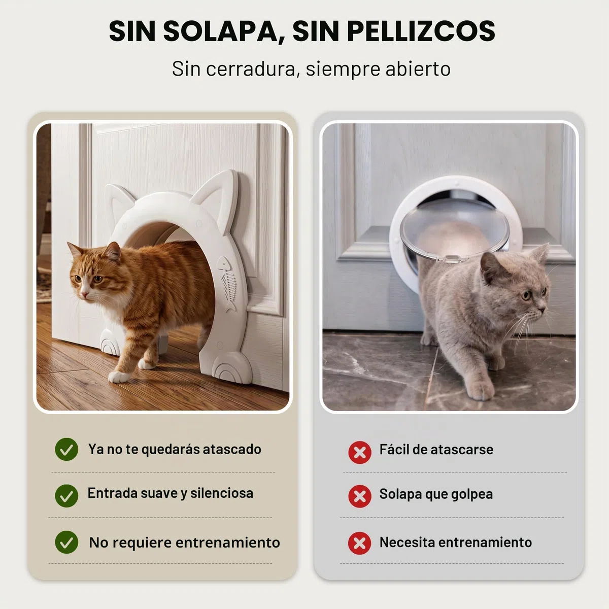 Wordcam Puerta interior grande para gatos, puerta interior XL para gatos, puertas para mascotas para gatos, gatitos y perros pequeños (blanco)