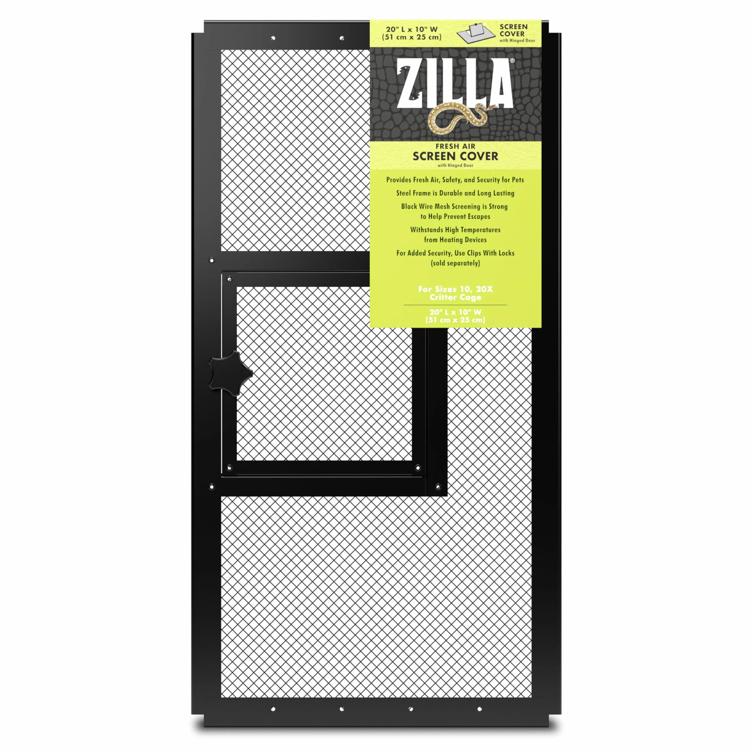 Zilla Terrario de Reptiles Mascotas, Cubierta de Aire Fresco con Puerta de bisagra, 51 x 25 cm