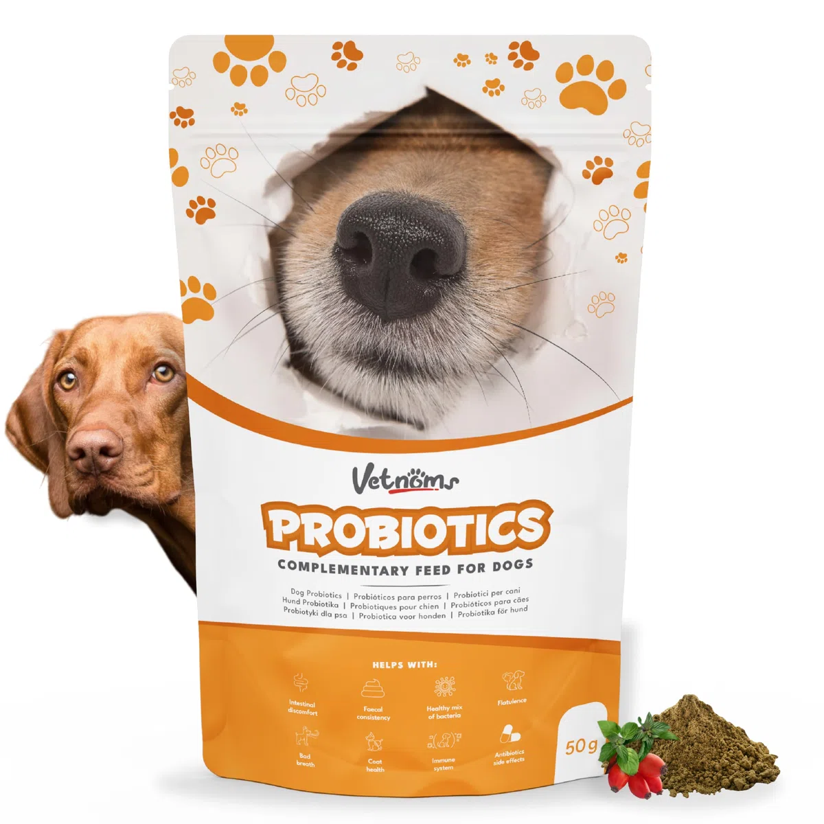 Probioticos Perros en Polvo - Probióticos para Perros Uso Diario. Alivia Diarrea, Dermatitis Perro, Alergias, Pelaje Sano. Antiinflamatorio Gastrointestinal para Canes.
