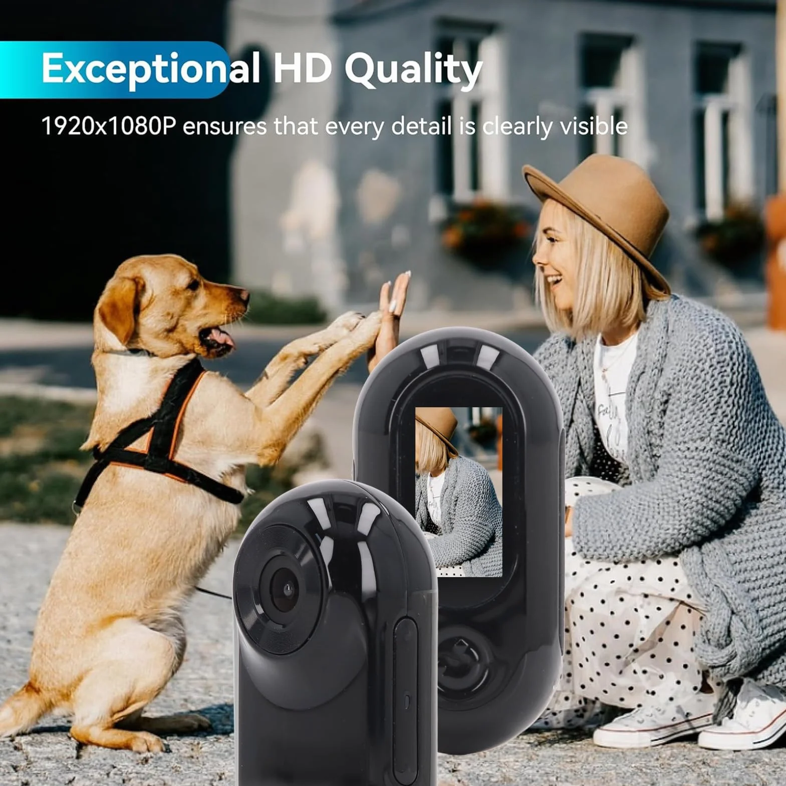 Goshyda Cámara para Collar para Mascotas, HD 1080P, Cámara para Collar para Gatos, Cámara para Collar para Perros con Gran Angular de 120 °, Mini Cámara de Acción para Registros de (Black)
