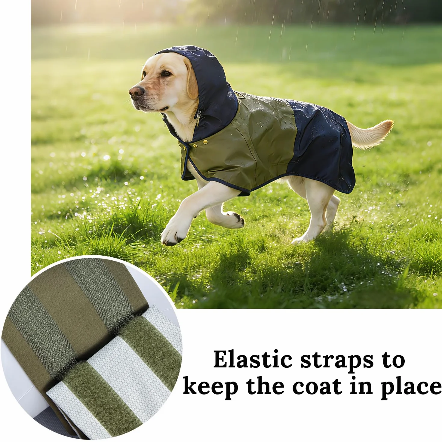 Impermeable para Perro, Chaqueta contra Lluvia con Capucha Ajustable y Tiras Elásticas - Ligero y Transpirable para Perros Pequeños, Medianos o Grandes (L)