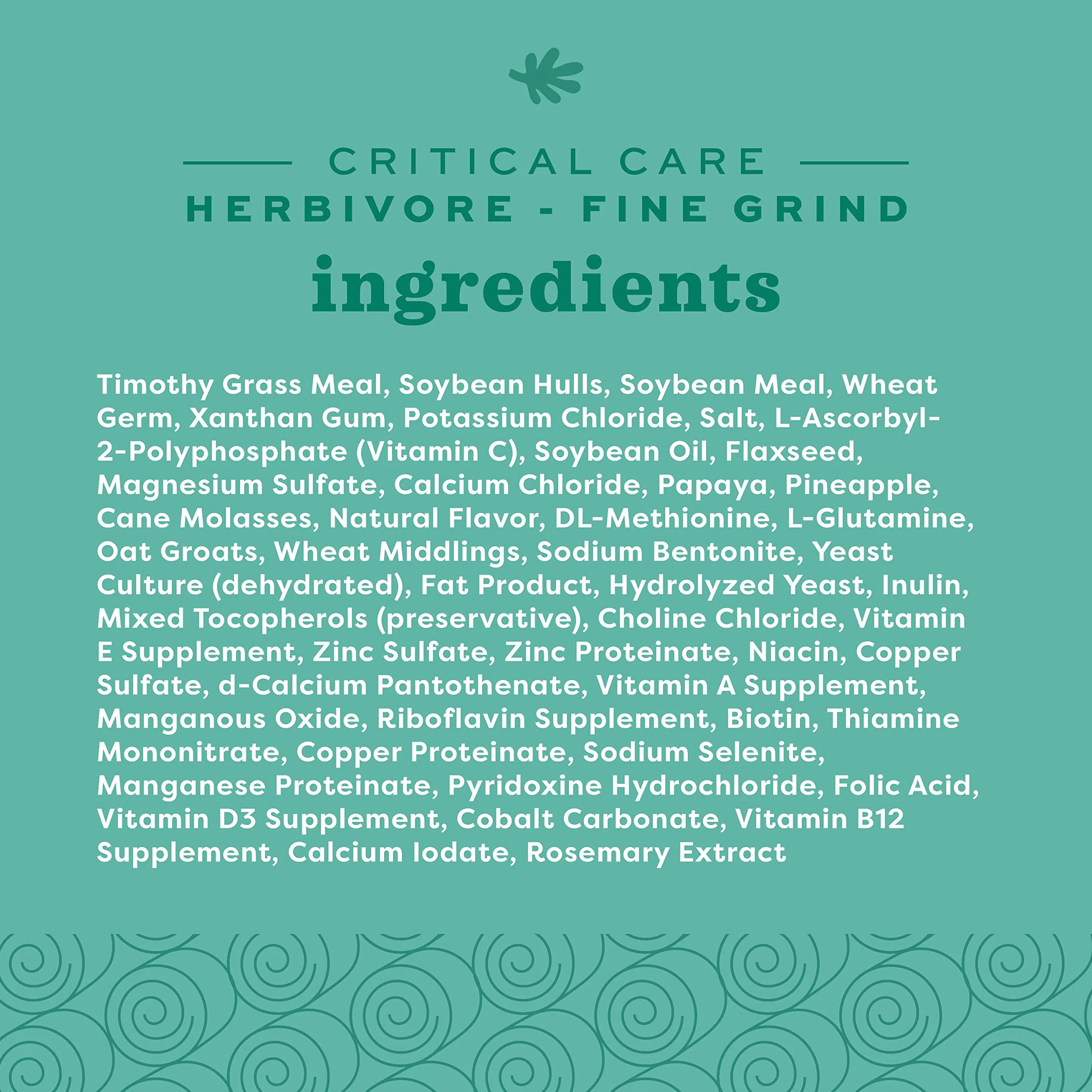 Oxbow Critical Care Fine Grind Fórmula De Alimentación Complementaria Para Herbivores, 100 G