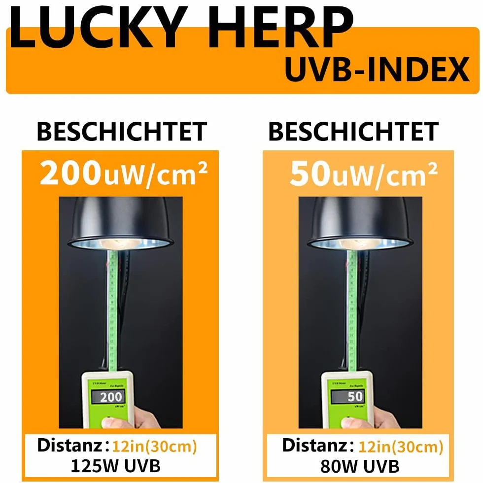 LUCKY HERP Lámpara de calor UVA UVB para terrario, 80 W, reptiles, UVA UVB, terrario, E27, lámpara UV para tortuga, gamuza, lagarto