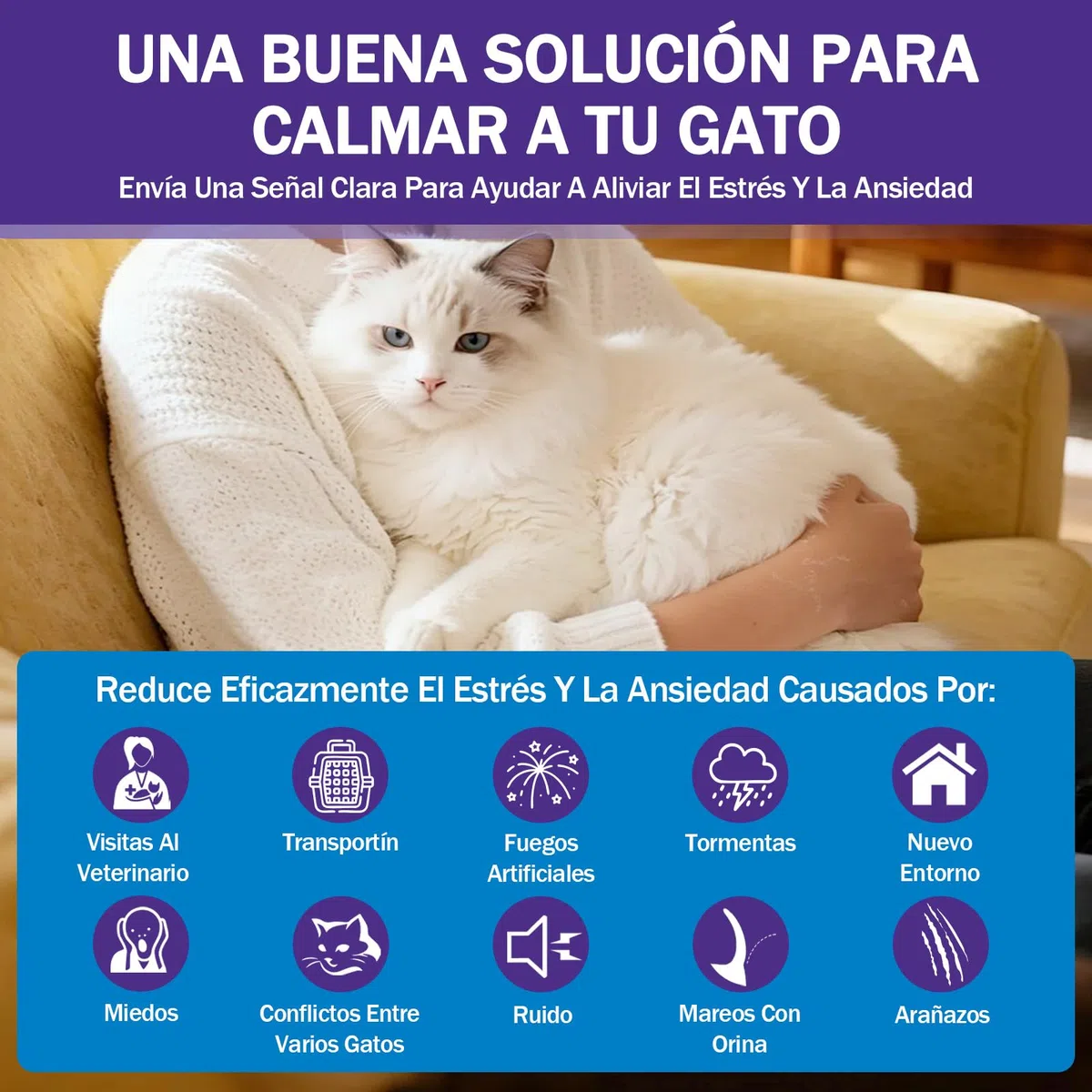 6 Recargas de Feromonas para Gatos - Recambios para Difusor Calmante de Gatos, Relajación, Suministro de 6 Meses, Recarga para Difusor Calmante (Compatible con Todos los Difusores Comunes)